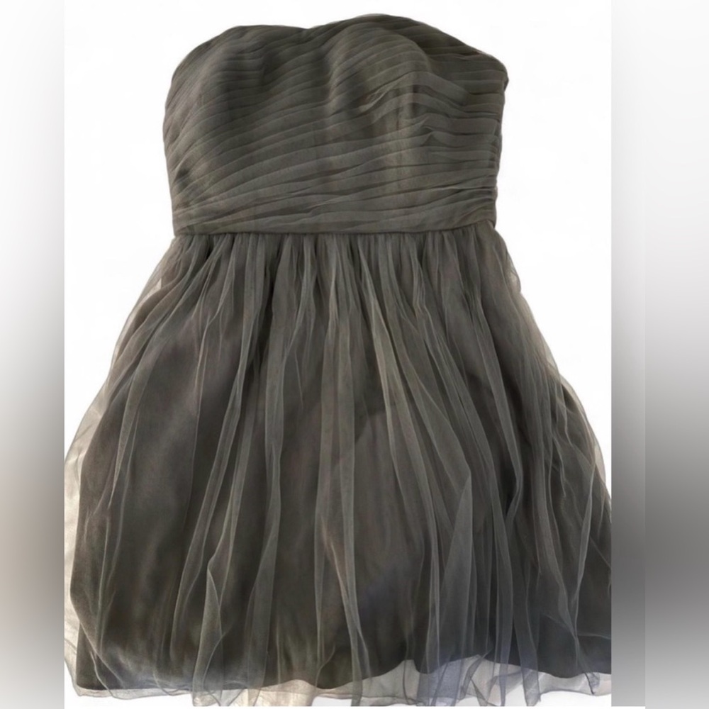 J. Crew gray strapless mini dress with tulle and built in corset size 4